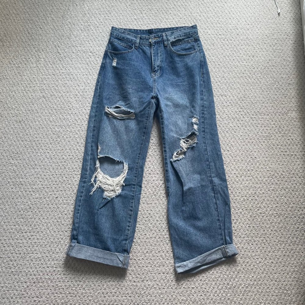 Ripped Straight Jeans